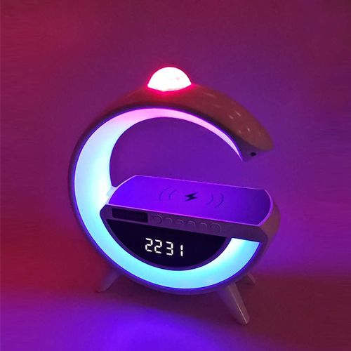 G-Light Smart Speaker with Clock and Music Control, Natural White Noise RGB Ambient Light, 15W Wireless Charging Desk Lamp