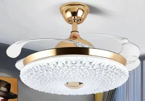 Modern simple invisible fan lamp with fan and remote control energy-saving foldable blades suitable for children's room bedroom dining room