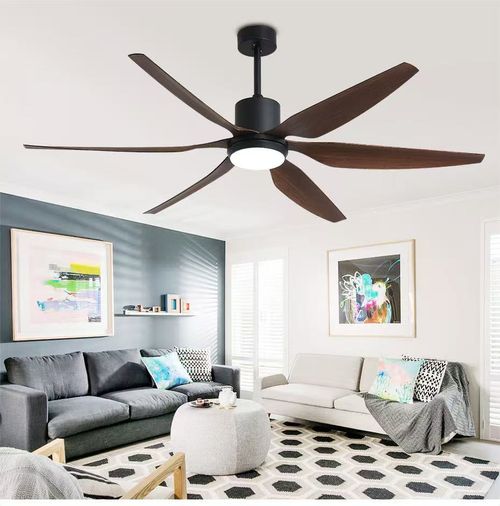 Modern Style Indoor Ceiling Fan Light 5 Straight Wooden Blades 6-Speed ​​Reversible DC Motor 3-Color Dimmable LED Remote Control