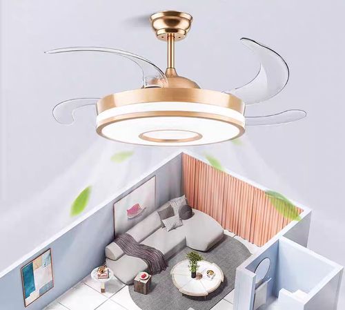 Modern simple invisible fan lamp with fan and remote control energy-saving foldable blades suitable for children's room bedroom dining room