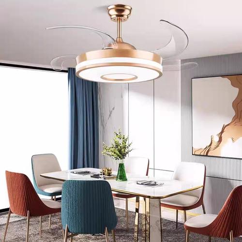 Modern simple invisible fan lamp with fan and remote control energy-saving foldable blades suitable for children's room bedroom dining room