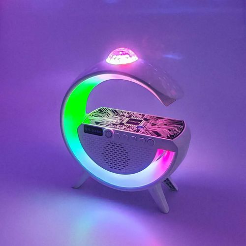 G-Light Smart Speaker with Clock and Music Control, Natural White Noise RGB Ambient Light, 15W Wireless Charging Desk Lamp