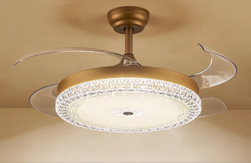 Modern simple invisible fan lamp with fan and remote control energy-saving foldable blades suitable for children's room bedroom dining room