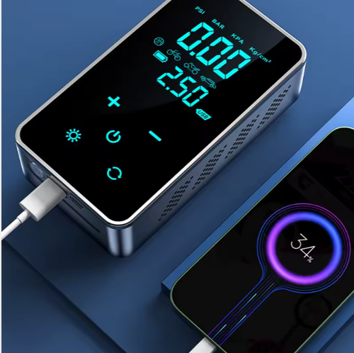 Portable wireless car air pump, high-performance anti-lock braking system, handheld car air compressor, 150 psi car tire inflator, with power supply.