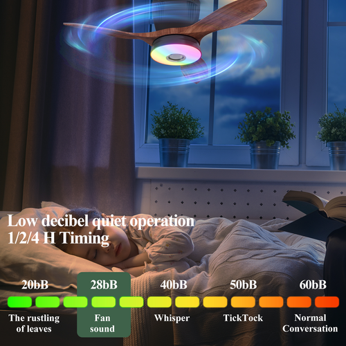 Fan Light Remote Control Bluetooth Speaker RGB Rainbow Rhythm Fully Dimmable 3-Speed ​​Adjustment LED Ceiling Fan Light