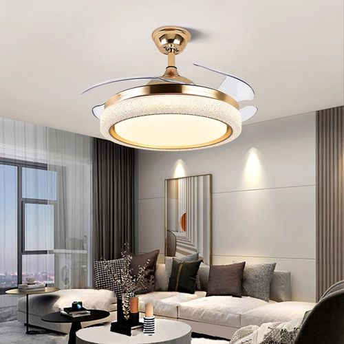 Modern simple invisible fan lamp with fan and remote control energy-saving foldable blades suitable for children's room bedroom dining room