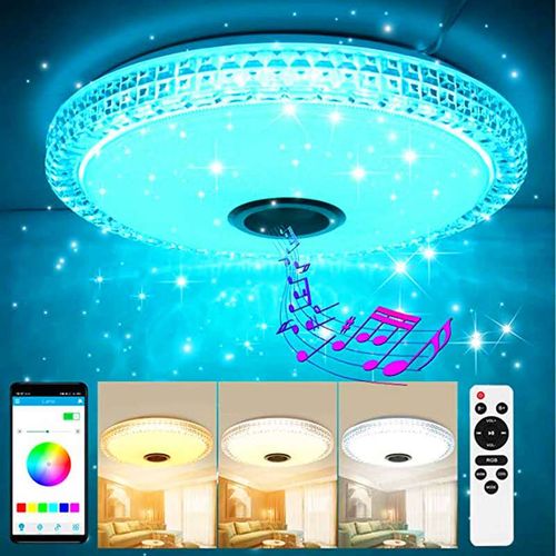 Simple modern bluetooth music ceiling lamp two-color seven-tone lighting bedroom hotel party hall indoor lamp