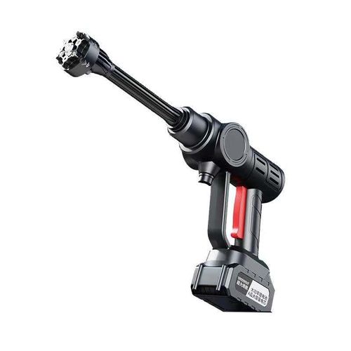 6-in-1 nozzle car wash pressure washer with spray gun, folding hose, and lithium battery.