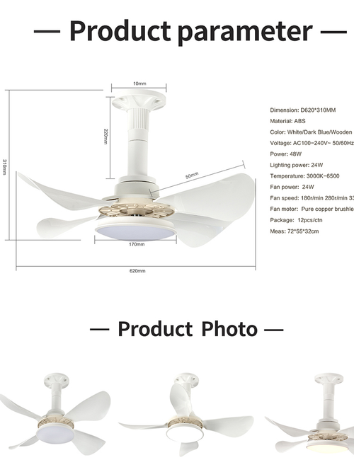 LED ceiling fan chandelier simple frequency conversion design AC acrylic remote control living room