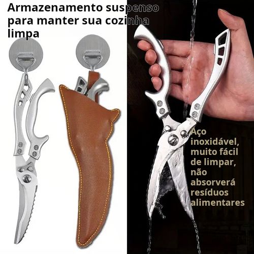 Conjunto de facas de cozinha em aço inoxidável feito à mão com 7 peças, faca de chef, faca de corte, faca de talho, tesoura de cozinha, faca de corte de pato e peixe, um conjunto multiusos