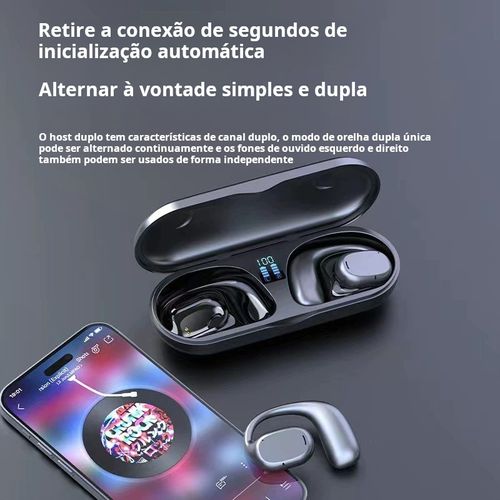 Novo estilo de venda quente de auscultadores desportivos com gancho aberto, confortáveis, inteligentes, sem fios, com visor digital, fabricante profissional, venda por grosso