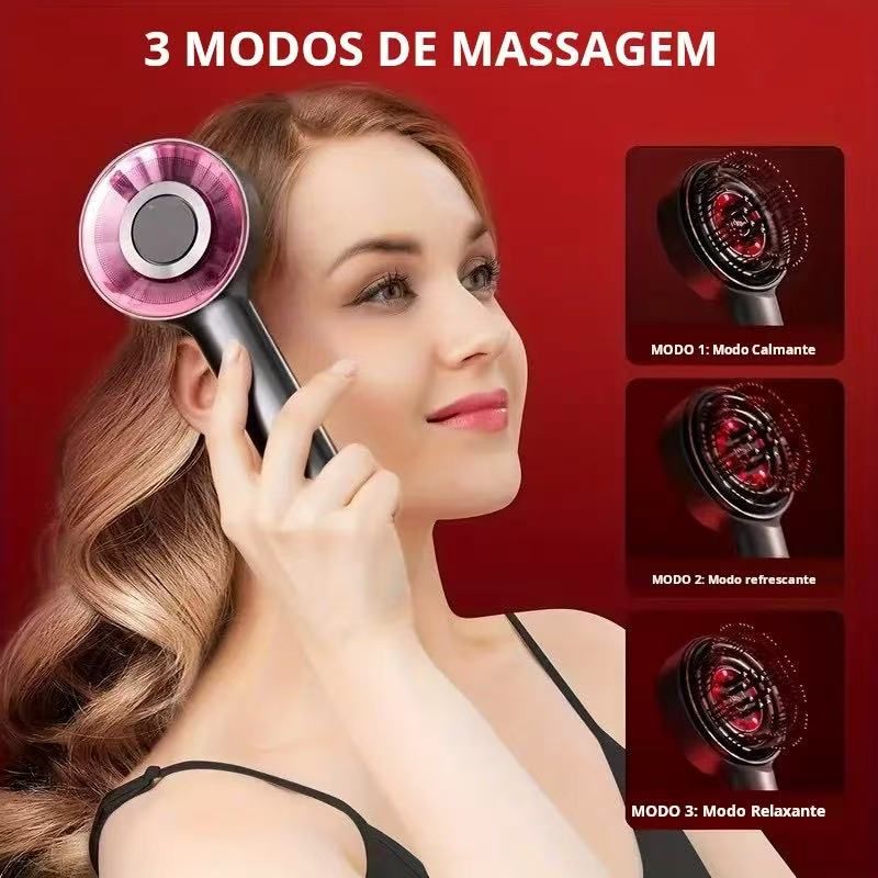 Escova de massagem elétrica para couro cabeludo, tendência 2025, aplicador de óleo para crescimento capilar, anti-queda de cabelo, dispositivo com luz vermelha, pente massajador de cabeça