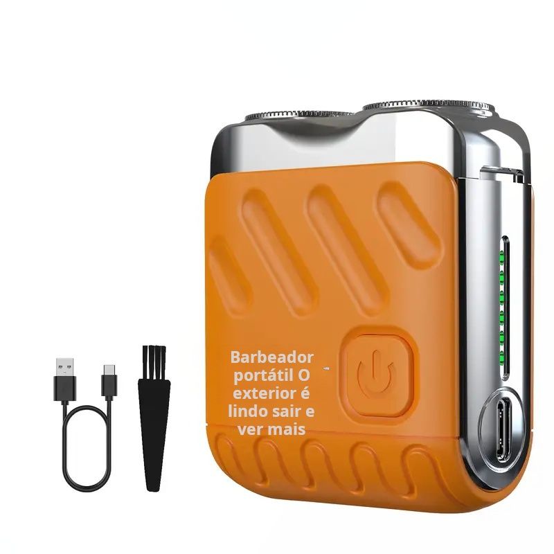 Novo mini barbeador elétrico portátil duplo flutuante para homem, disponível em três cores, barbear limpo, carregamento USB, a melhor escolha de presente