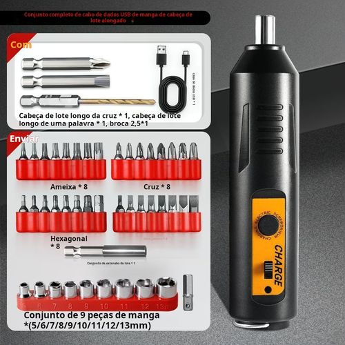 Aparafusadora elétrica sem fios recarregável com bateria de lítio de 2000 mAh, mini berbequim, conjunto de ferramentas, berbequim manual doméstico, chave de fendas de impacto