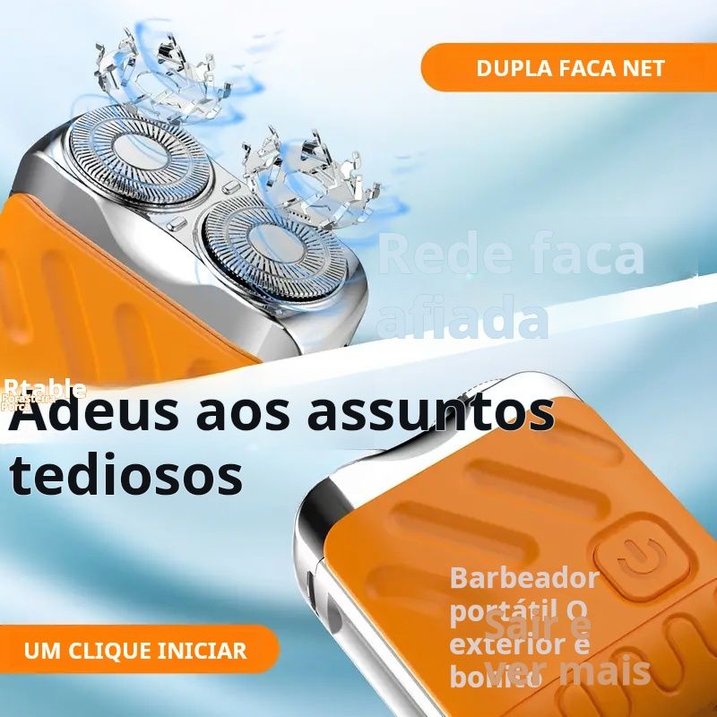 Novo mini barbeador elétrico portátil duplo flutuante para homem, disponível em três cores, barbear limpo, carregamento USB, a melhor escolha de presente