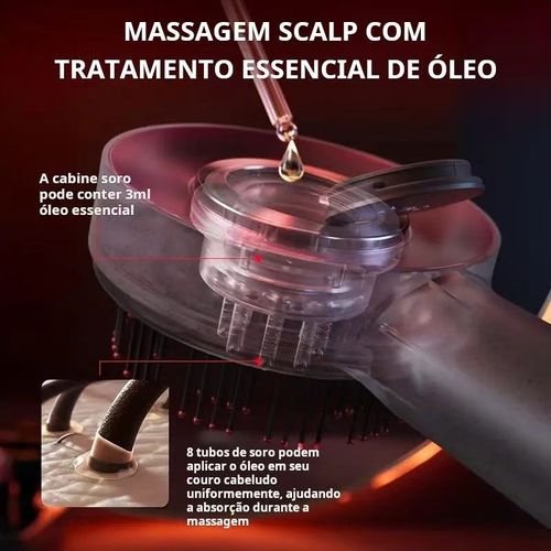 Escova de massagem elétrica para couro cabeludo, tendência 2025, aplicador de óleo para crescimento capilar, anti-queda de cabelo, dispositivo com luz vermelha, pente massajador de cabeça