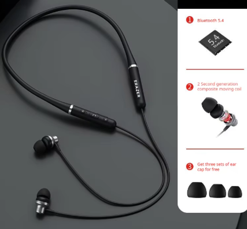 Auricular Bluetooth 5.4 com faixa de pescoço confortável, auricular desportivo com redução de ruído