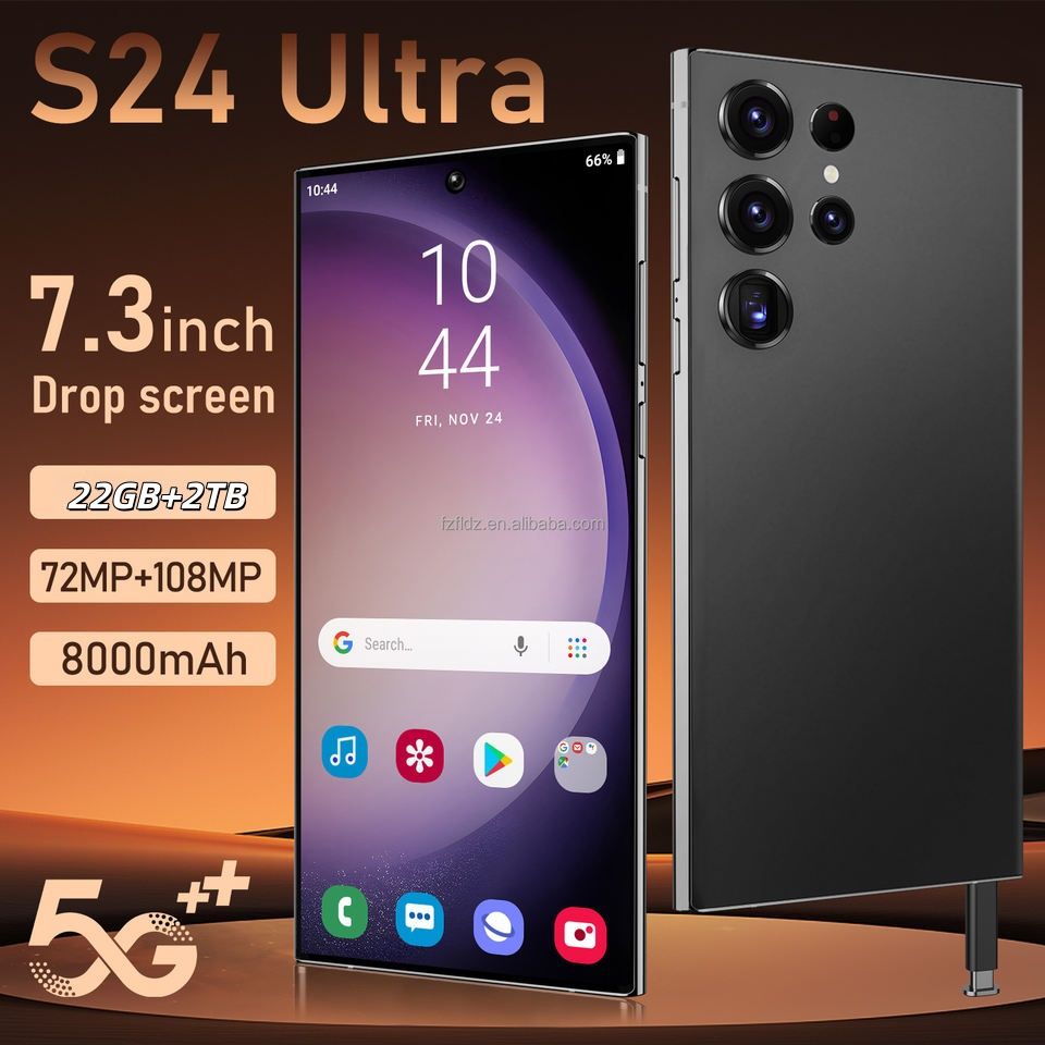 Novo smartphone S24 Ultra Edition 2020 com 22 GB + 2 TB de armazenamento, ecrã de 7,3 polegadas, bateria de 7000 mAh e resolução HD