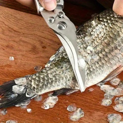 Conjunto de facas de cozinha em aço inoxidável feito à mão com 7 peças, faca de chef, faca de corte, faca de talho, tesoura de cozinha, faca de corte de pato e peixe, um conjunto multiusos