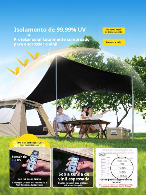 Equipamento portátil e dobrável para atividades ao ar livre adequado para proteção solar e campismo Anti-tempestade para 3 a 4 pessoas