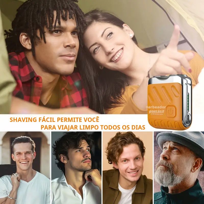 Novo mini barbeador elétrico portátil duplo flutuante para homem, disponível em três cores, barbear limpo, carregamento USB, a melhor escolha de presente