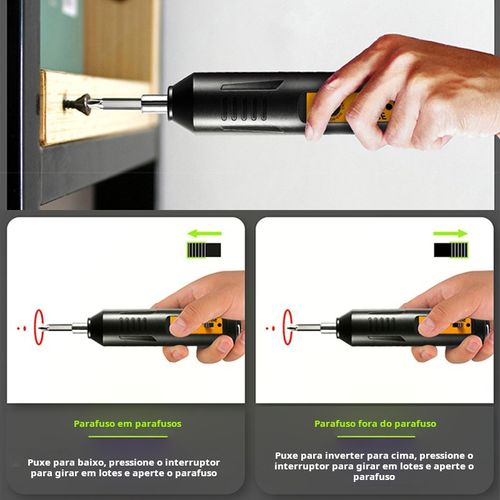 Aparafusadora elétrica sem fios recarregável com bateria de lítio de 2000 mAh, mini berbequim, conjunto de ferramentas, berbequim manual doméstico, chave de fendas de impacto