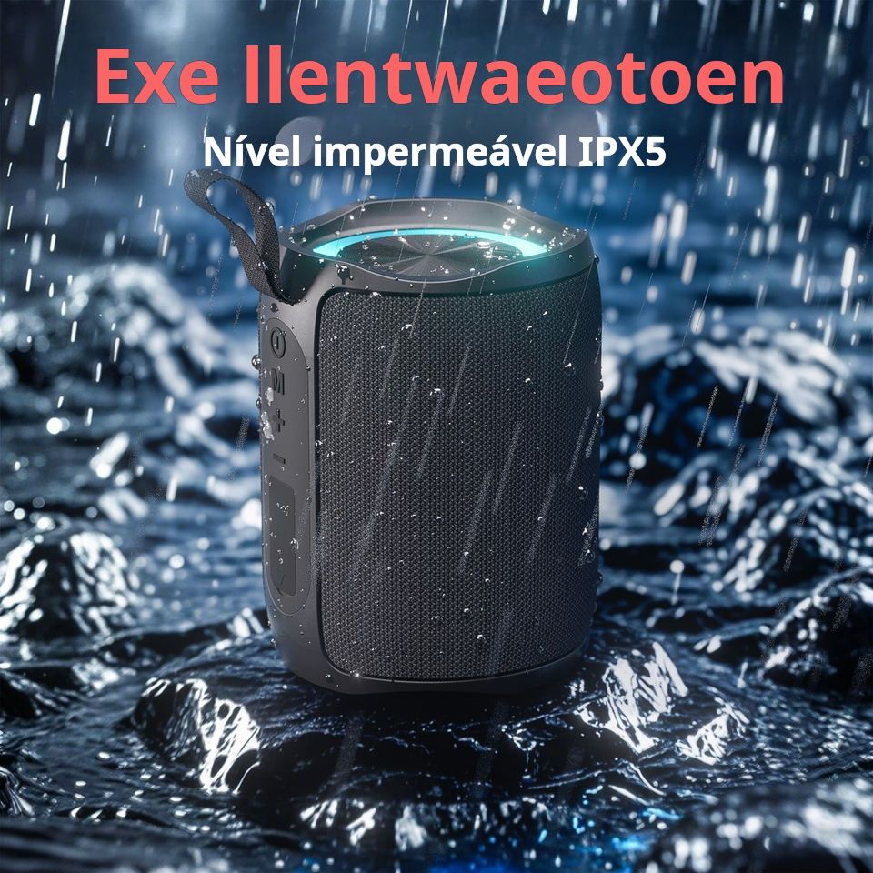 Coluna de som portátil sem fios Cyboris M5 40W BT5.3, estéreo, emparelhamento TWS, LED, chamada, rádio, à prova de água, cartão TF, USB, AUX