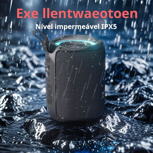 Coluna de som portátil sem fios Cyboris M5 40W BT5.3, estéreo, emparelhamento TWS, LED, chamada, rádio, à prova de água, cartão TF, USB, AUX
