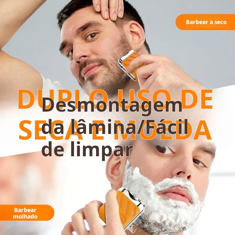 Novo mini barbeador elétrico portátil duplo flutuante para homem, disponível em três cores, barbear limpo, carregamento USB, a melhor escolha de presente