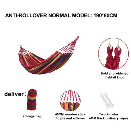 Rede suspensa para campismo, viagens e atividades ao ar livre, em lona, ​​com hastes curvas para arrumação.