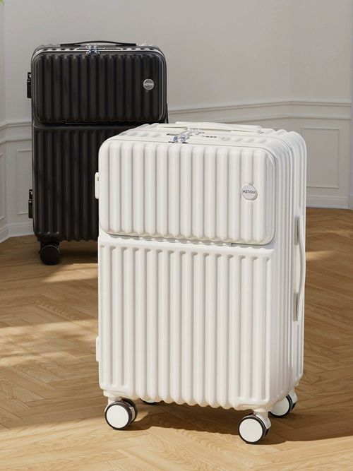 Mala nova de grande capacidade preta e branca de 24 polegadas com tampa de abertura frontal, durável e resistente