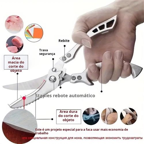 Conjunto de facas de cozinha em aço inoxidável feito à mão com 7 peças, faca de chef, faca de corte, faca de talho, tesoura de cozinha, faca de corte de pato e peixe, um conjunto multiusos