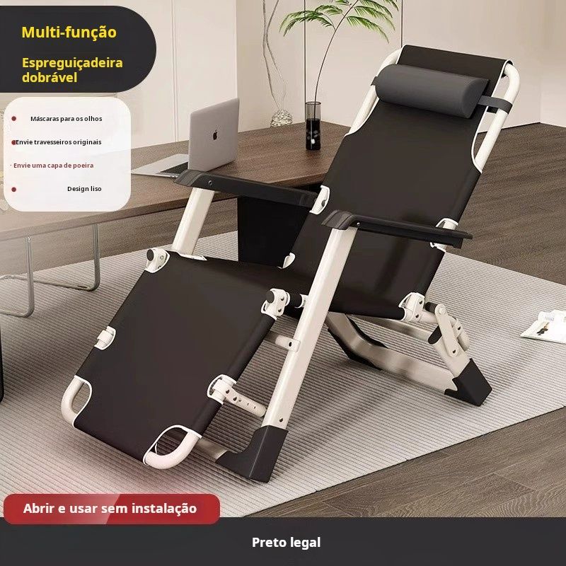 Poltrona reclinável dobrável para hora de almoço, cama dobrável para uso doméstico, varanda, dormir, escritório e lazer