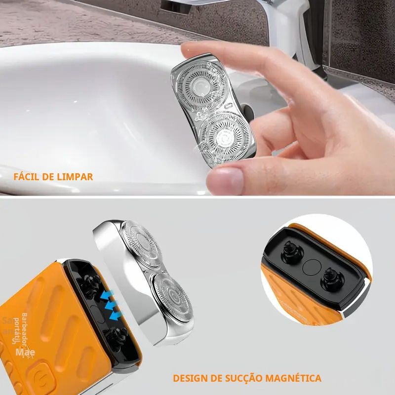 Novo mini barbeador elétrico portátil duplo flutuante para homem, disponível em três cores, barbear limpo, carregamento USB, a melhor escolha de presente