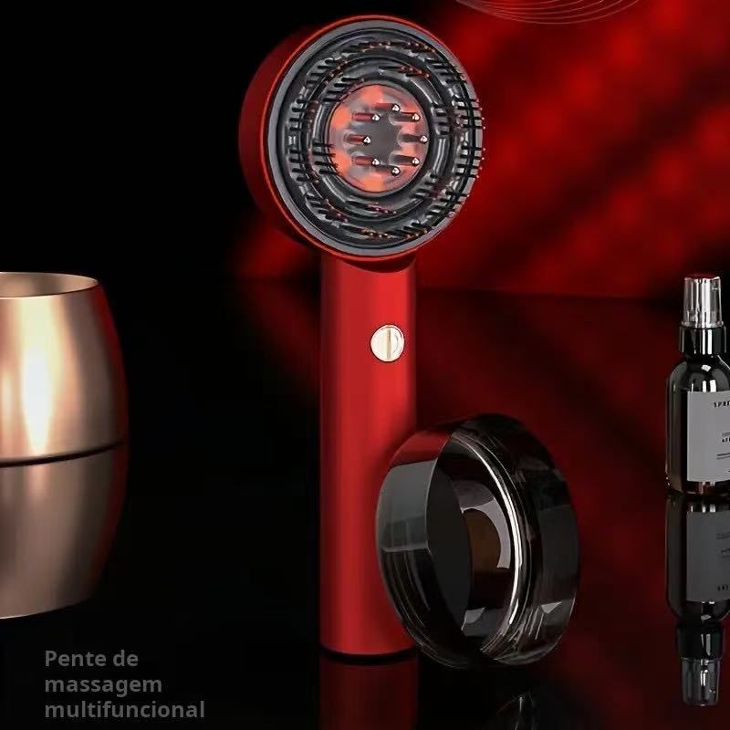 Escova de massagem elétrica para couro cabeludo, tendência 2025, aplicador de óleo para crescimento capilar, anti-queda de cabelo, dispositivo com luz vermelha, pente massajador de cabeça