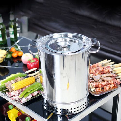 Churrasqueira vertical sem fumo, churrasqueira portátil em aço inoxidável para uso no interior.