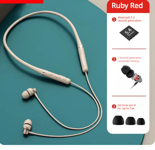 Auricular Bluetooth 5.4 com faixa de pescoço confortável, auricular desportivo com redução de ruído
