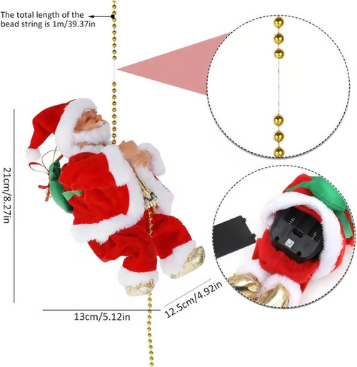 (🔥PROMOÇÃO imperdível agora com 49% de desconto) - Brinquedos musicais do Pai Natal com escalada elétrica