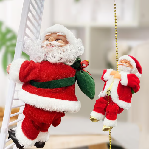 (🔥PROMOÇÃO imperdível agora com 49% de desconto) - Brinquedos musicais do Pai Natal com escalada elétrica