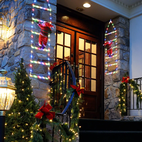 🎄Promoção de Pré-Aquecimento 2025: 50% de desconto! - Luzes LED para Escada com Pai Natal Escalador