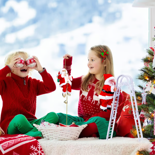(🔥PROMOÇÃO imperdível agora com 49% de desconto) - Brinquedos musicais do Pai Natal com escalada elétrica
