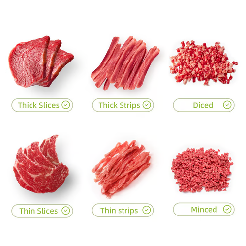 Cortador de carne para carne crua fresca, espessura ajustável de 2 ou 4 mm, faca de cozinha 17 em 1, cutelo em aço inoxidável