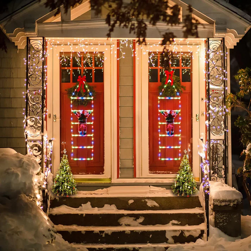 🎄Promoção de Pré-Aquecimento 2025: 50% de desconto! - Luzes LED para Escada com Pai Natal Escalador