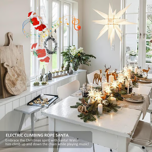 (🔥PROMOÇÃO imperdível agora com 49% de desconto) - Brinquedos musicais do Pai Natal com escalada elétrica