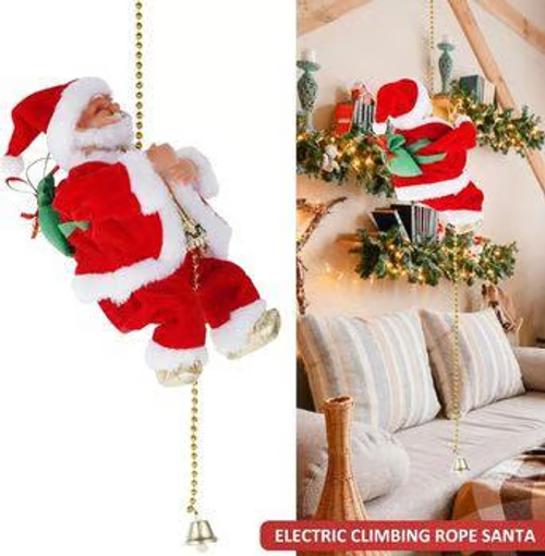 (🔥PROMOÇÃO imperdível agora com 49% de desconto) - Brinquedos musicais do Pai Natal com escalada elétrica