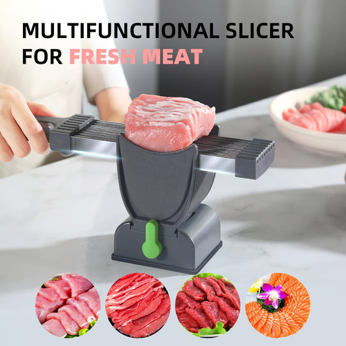 Cortador de carne para carne crua fresca, espessura ajustável de 2 ou 4 mm, faca de cozinha 17 em 1, cutelo em aço inoxidável