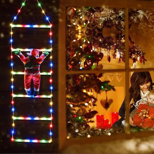 🎄Promoção de Pré-Aquecimento 2025: 50% de desconto! - Luzes LED para Escada com Pai Natal Escalador