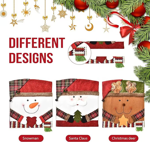 🎄Promoção de Natal🎄Capas giras para cadeiras de Natal 🔥（Conjunto de três peças）🎅
