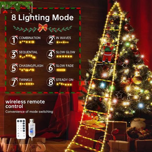 🎄Promoção de Pré-Aquecimento 2025: 50% de desconto! - Luzes LED para Escada com Pai Natal Escalador