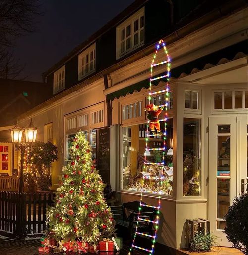 🎄Promoção de Pré-Aquecimento 2025: 50% de desconto! - Luzes LED para Escada com Pai Natal Escalador